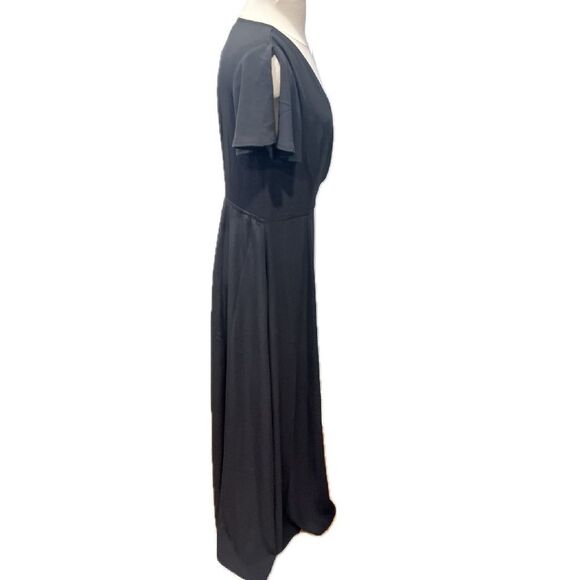 Love X Design Black Flutter Sleeve Wrap Maxi Dress Size Medium - Picture 3 of 10
